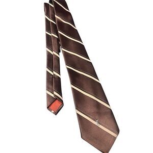 Yves Saint Laurent Vintage YSL Logo Monogram Brown Stripe Necktie Tie mens